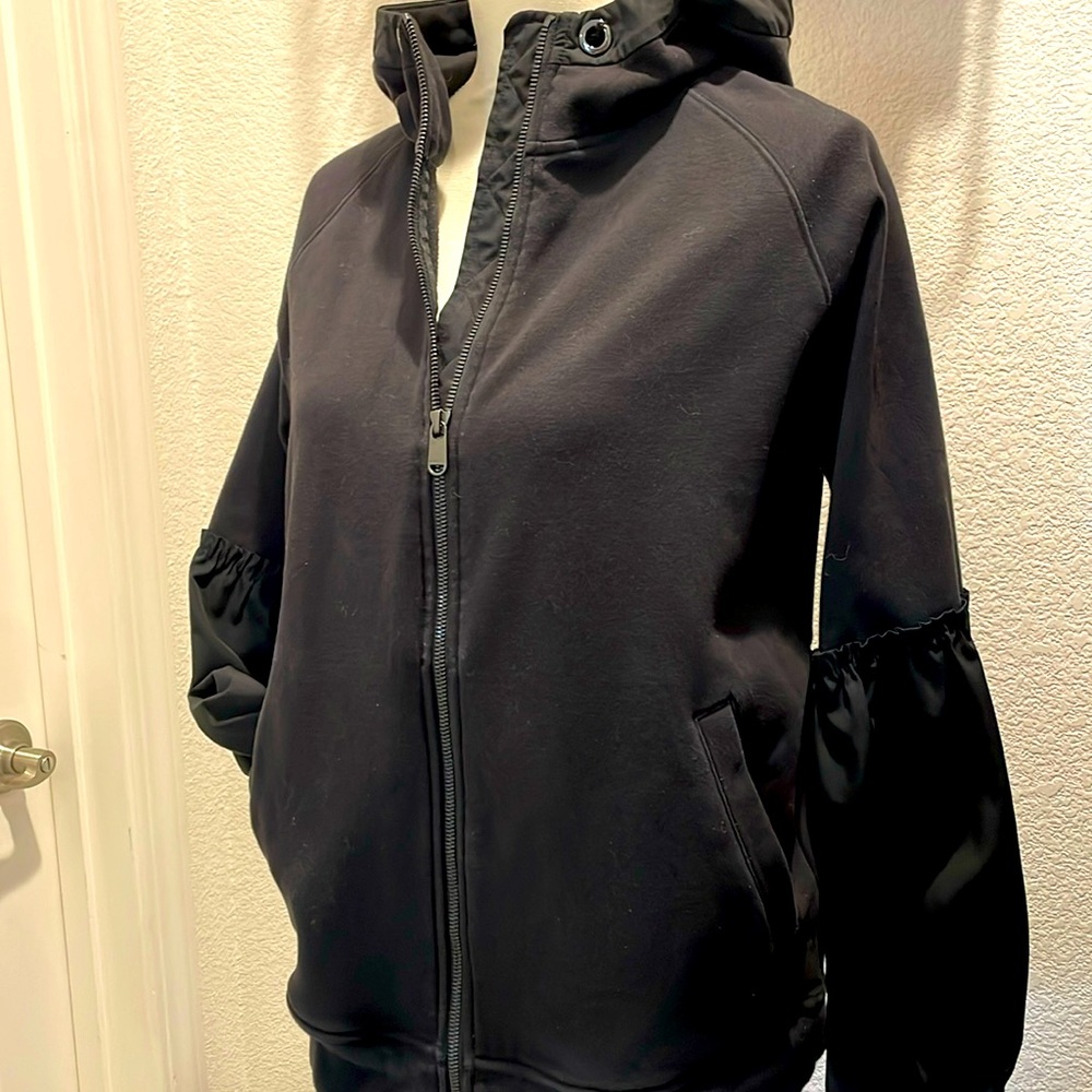 Athleta On My Way Triumph Hoodie in cotton/poly blend. Double zip, Nylon trim.